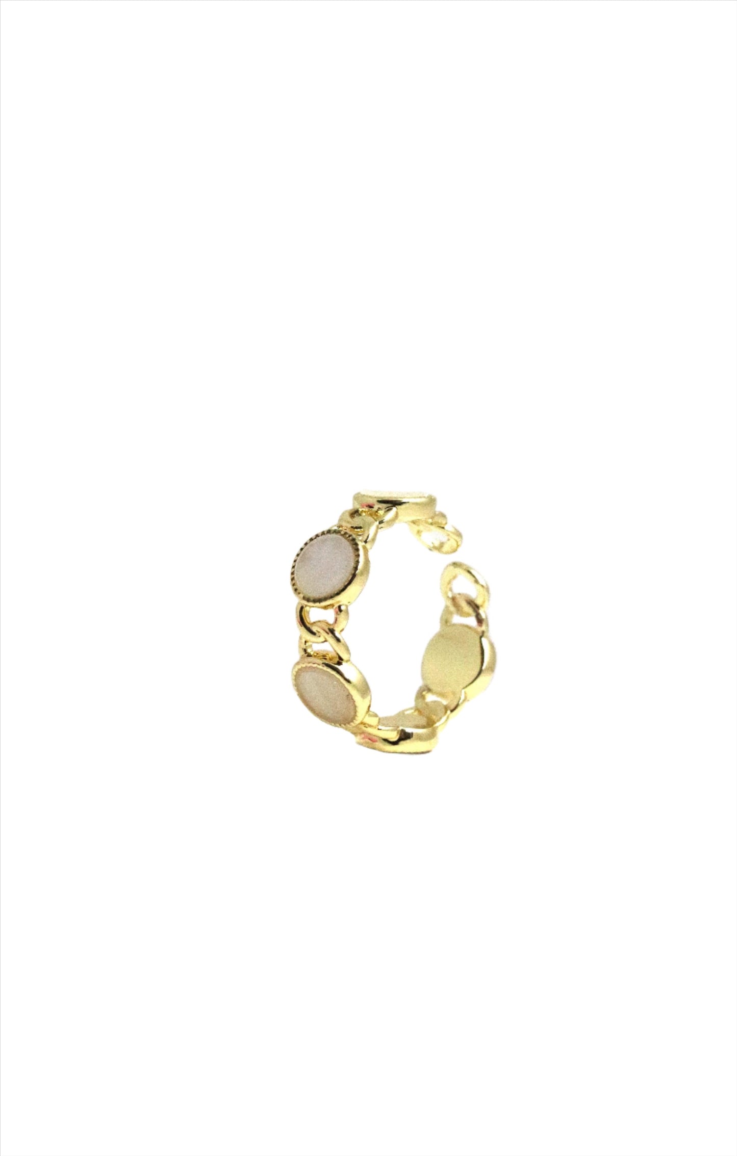 P-Nisa Premium Golden-Polish Chain Stiff Design With White Pearl Fingering For Women and Girls