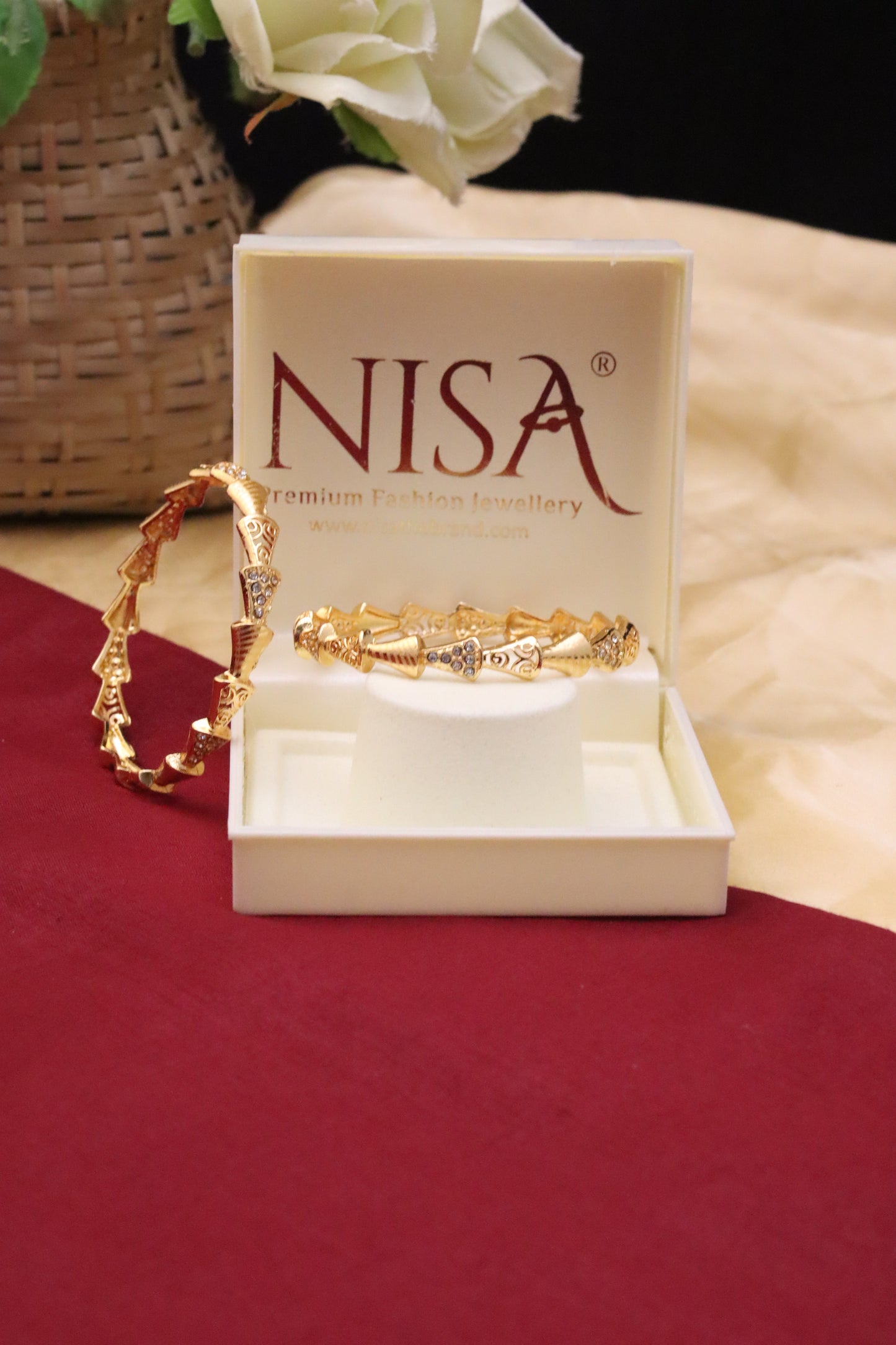 P-Nisa High Golden Polish Design Bangles For Women and Girls.
