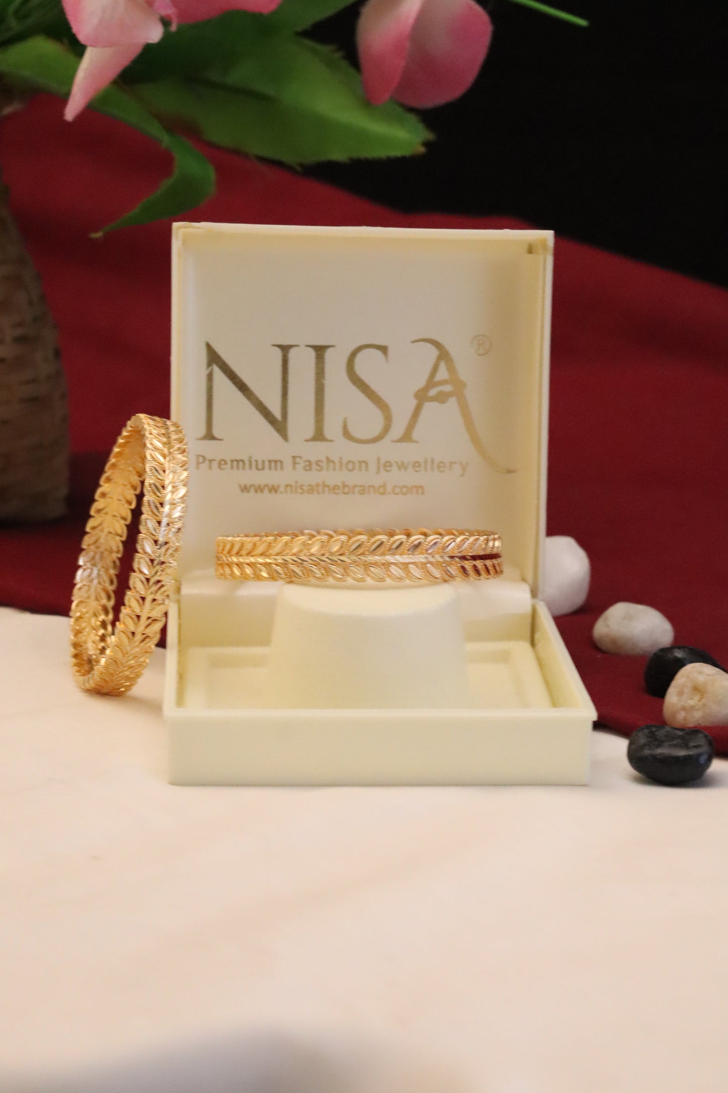 P-Nisa High Golden Polish Design Bangles For Women and Girls.