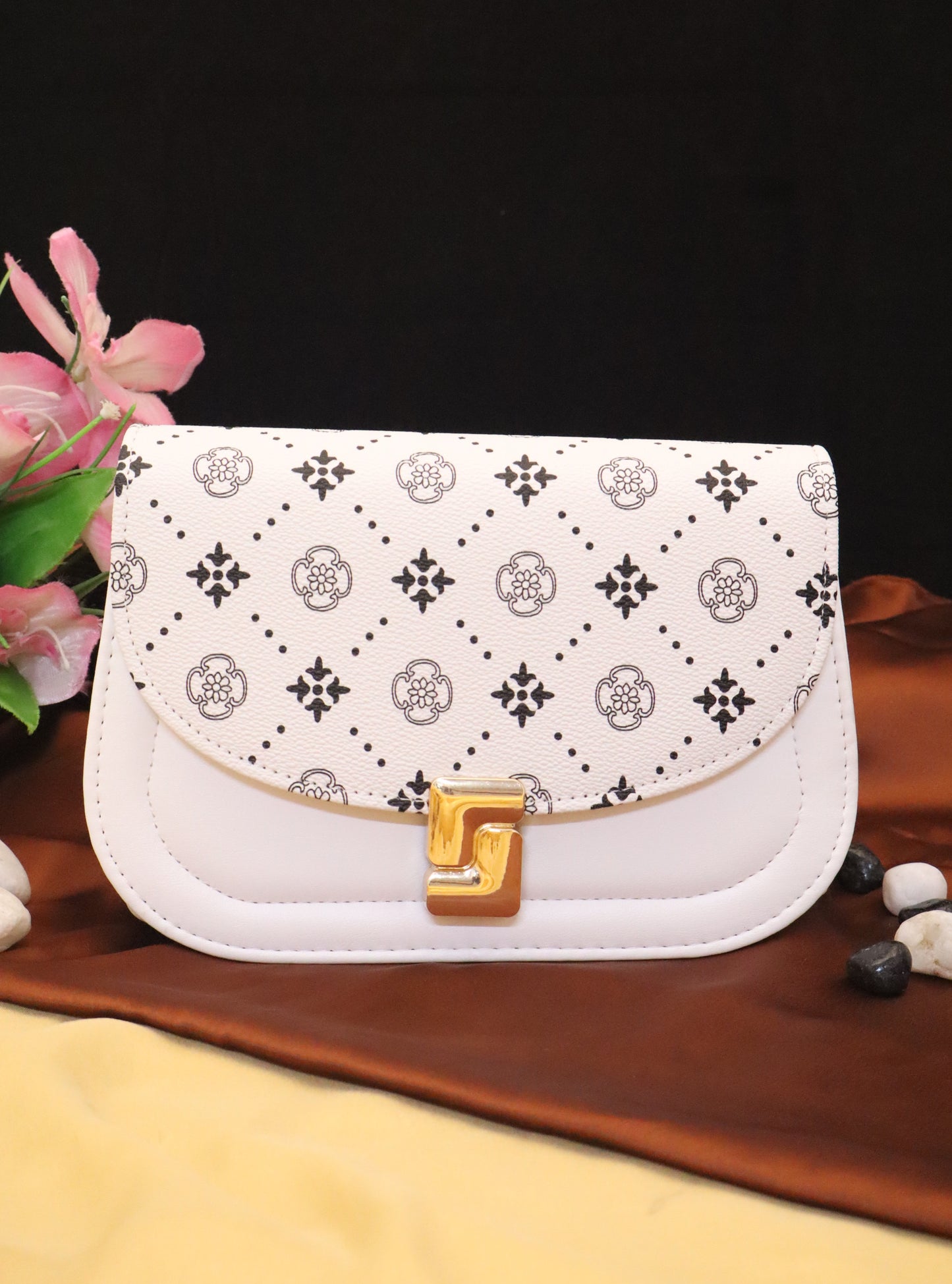 P-Elegant Designer Sling Bag - White | Modern & Elegant