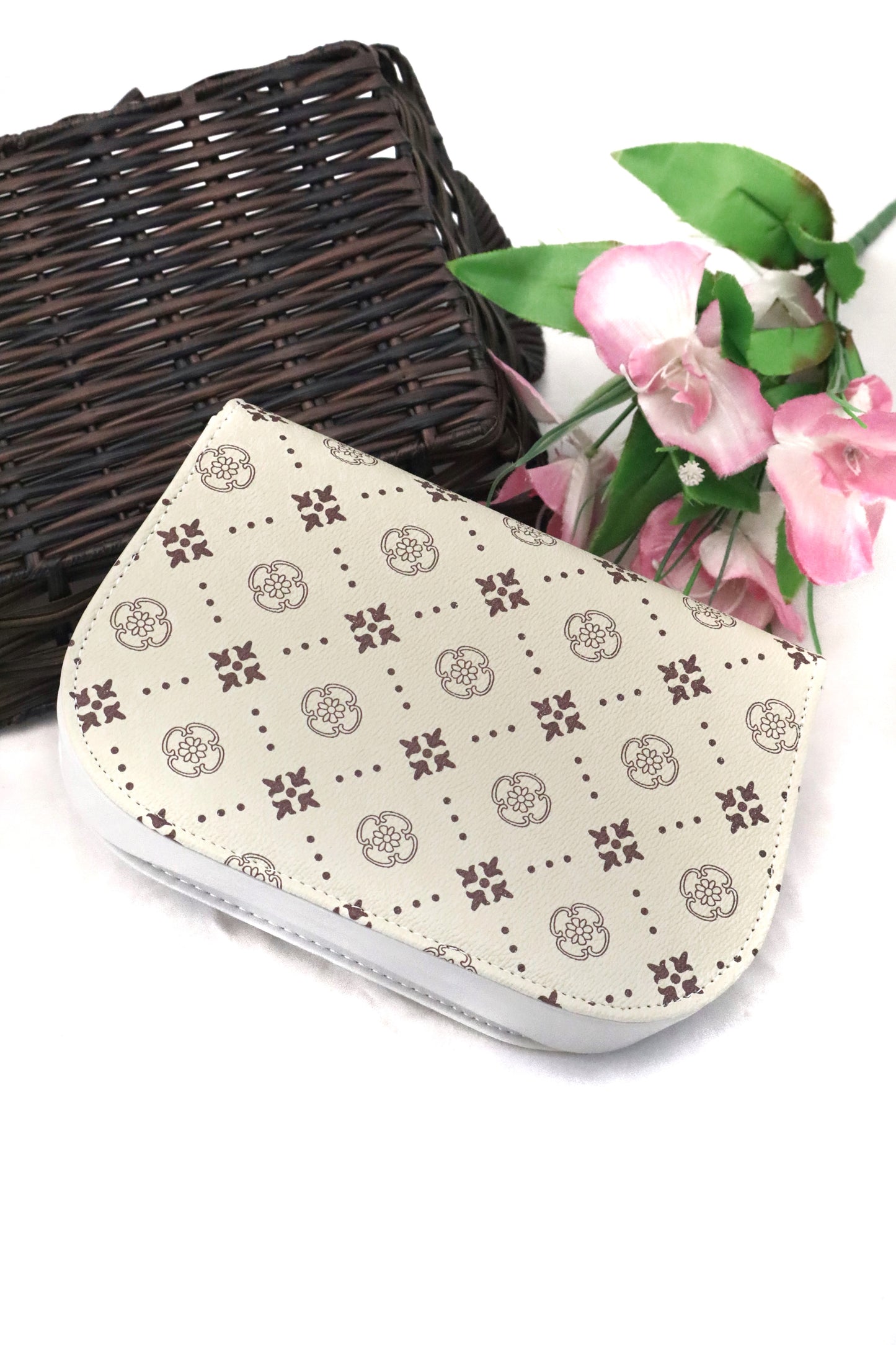 P-Classic Beige & White Sling Bag | Elegant & Timeless