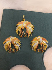 Dubai Style Gold-Tone Pendant and Earring Set