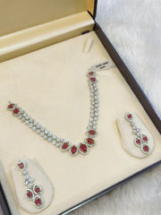 Ruby Red & Floral AD Necklace Set