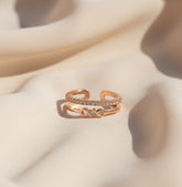 Nisa Premium Rose-Gold Polish Delicate Pretty Design With Diamond Studded Fingering For Women and Girls