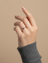 Nisa Premium Rose-Gold Polish Delicate Pretty Design With Diamond Studded Fingering For Women and Girls