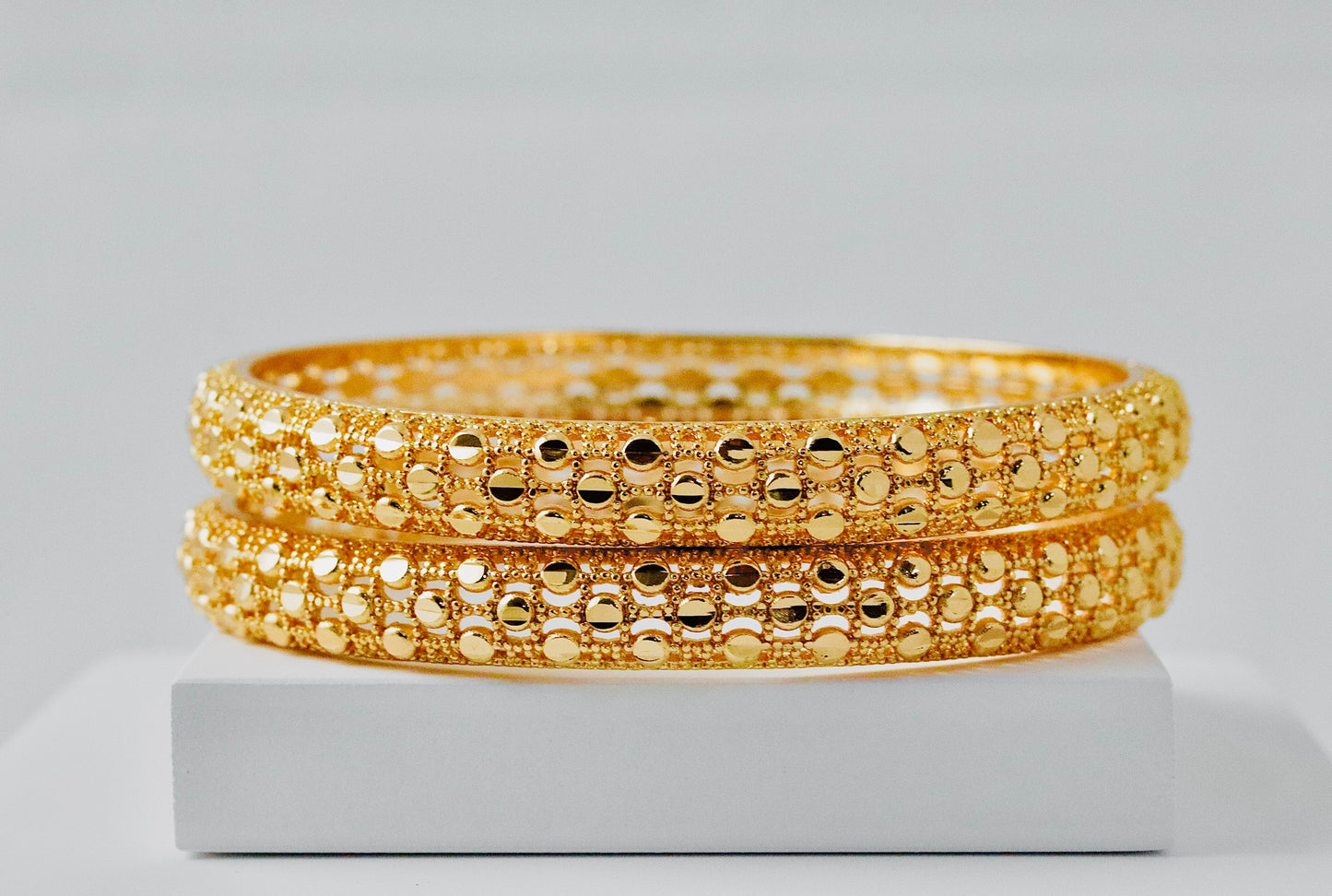 P-Nisa High Gold Polish Beads Doted Design Bangles For Women and Girls