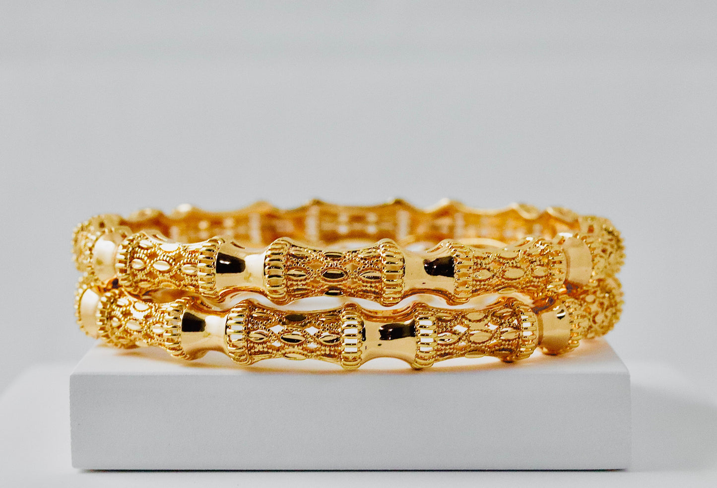 P-Nisa High Gold Polish Deep Curves Design Bangles For Women and Girls