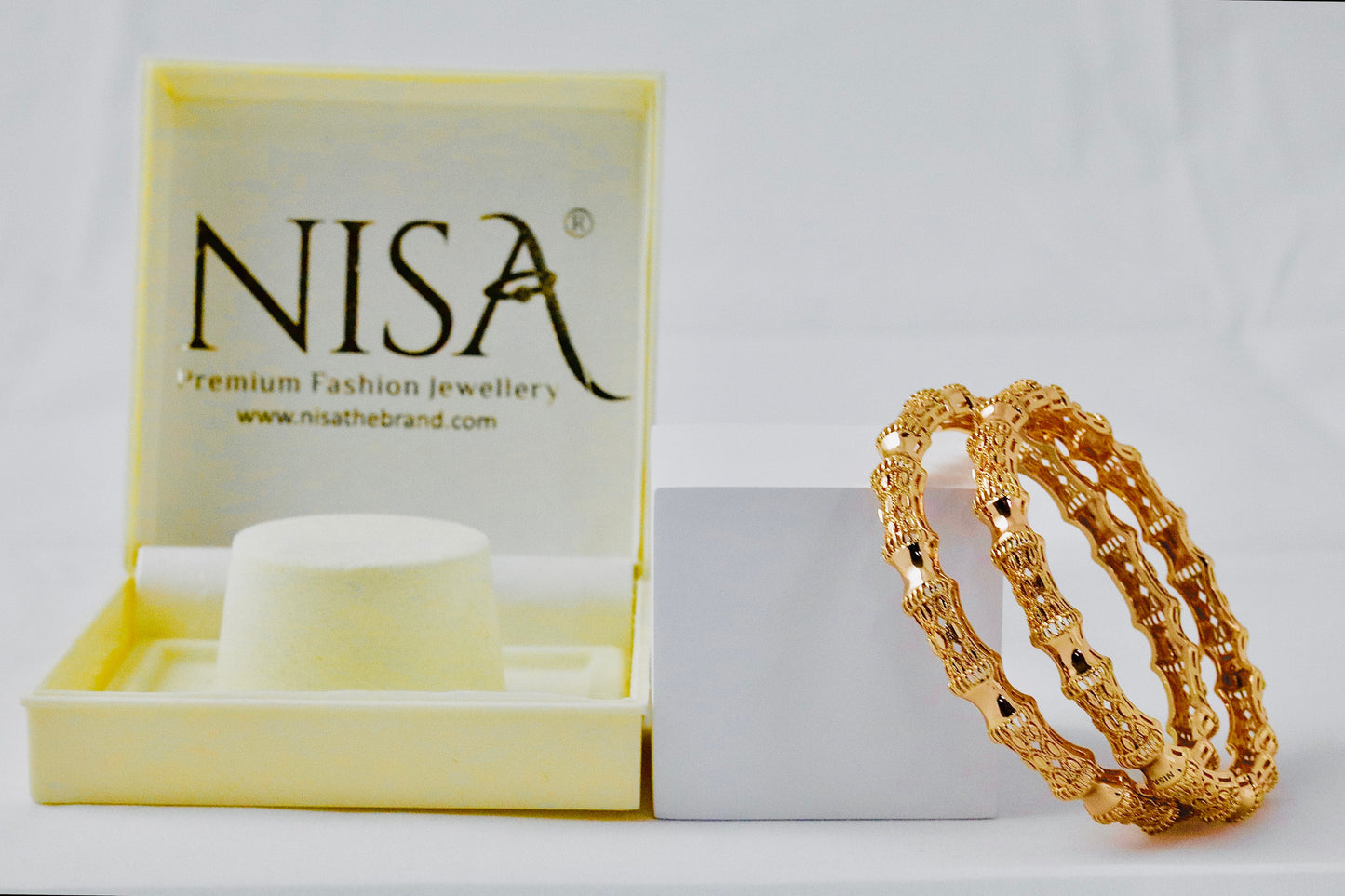 P-Nisa High Gold Polish Deep Curves Design Bangles For Women and Girls