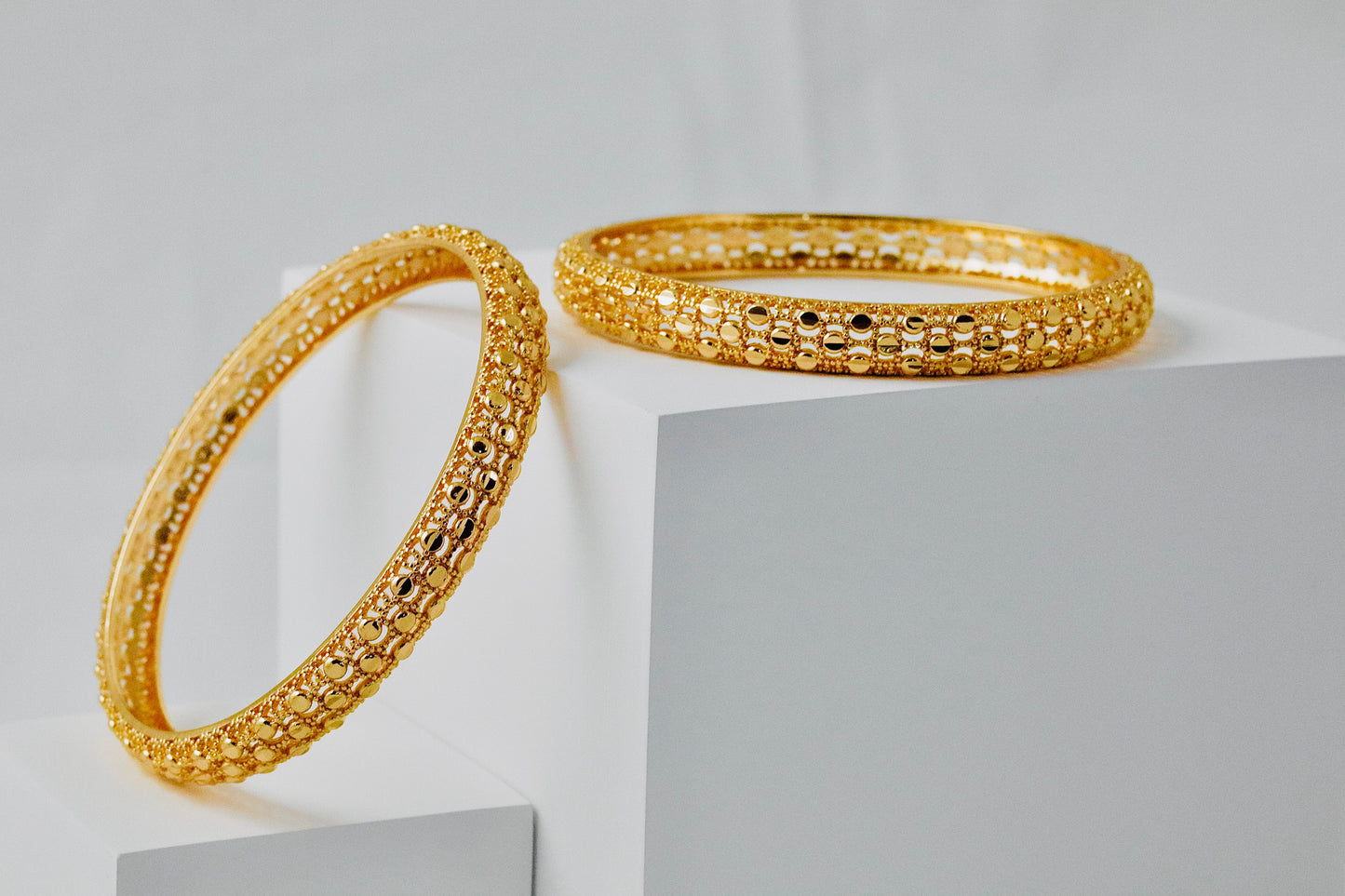 P-Nisa High Gold Polish Beads Doted Design Bangles For Women and Girls