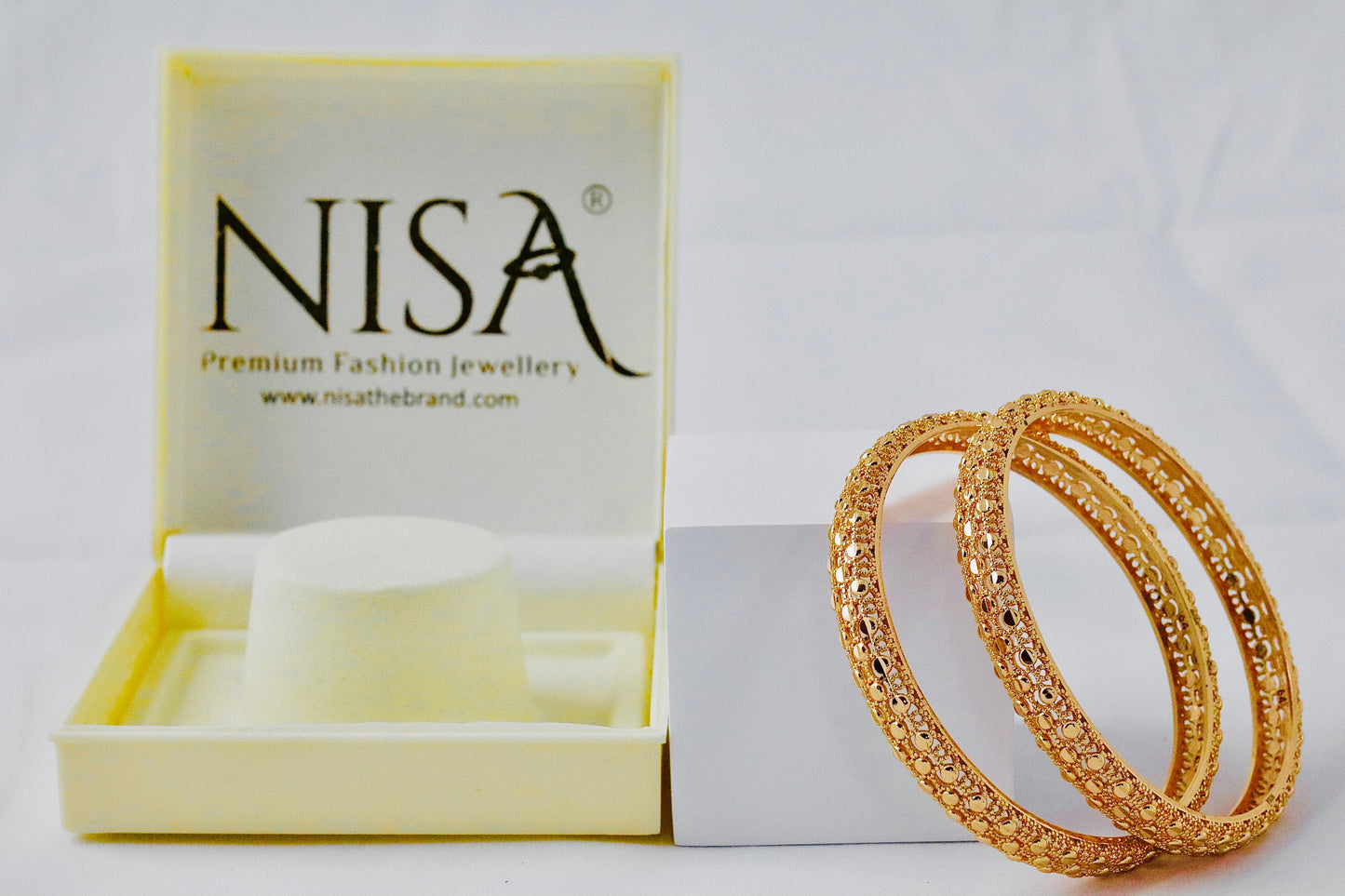 P-Nisa High Gold Polish Beads Doted Design Bangles For Women and Girls