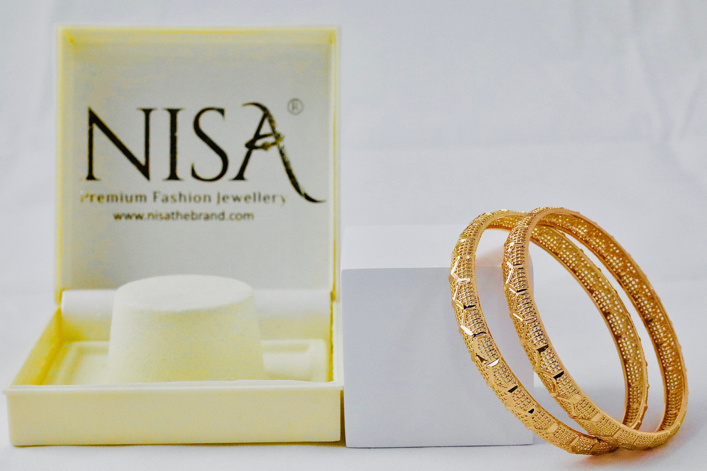 P-High Gold Polish Abstract Half Hexane Design Bangles For Women and Girls