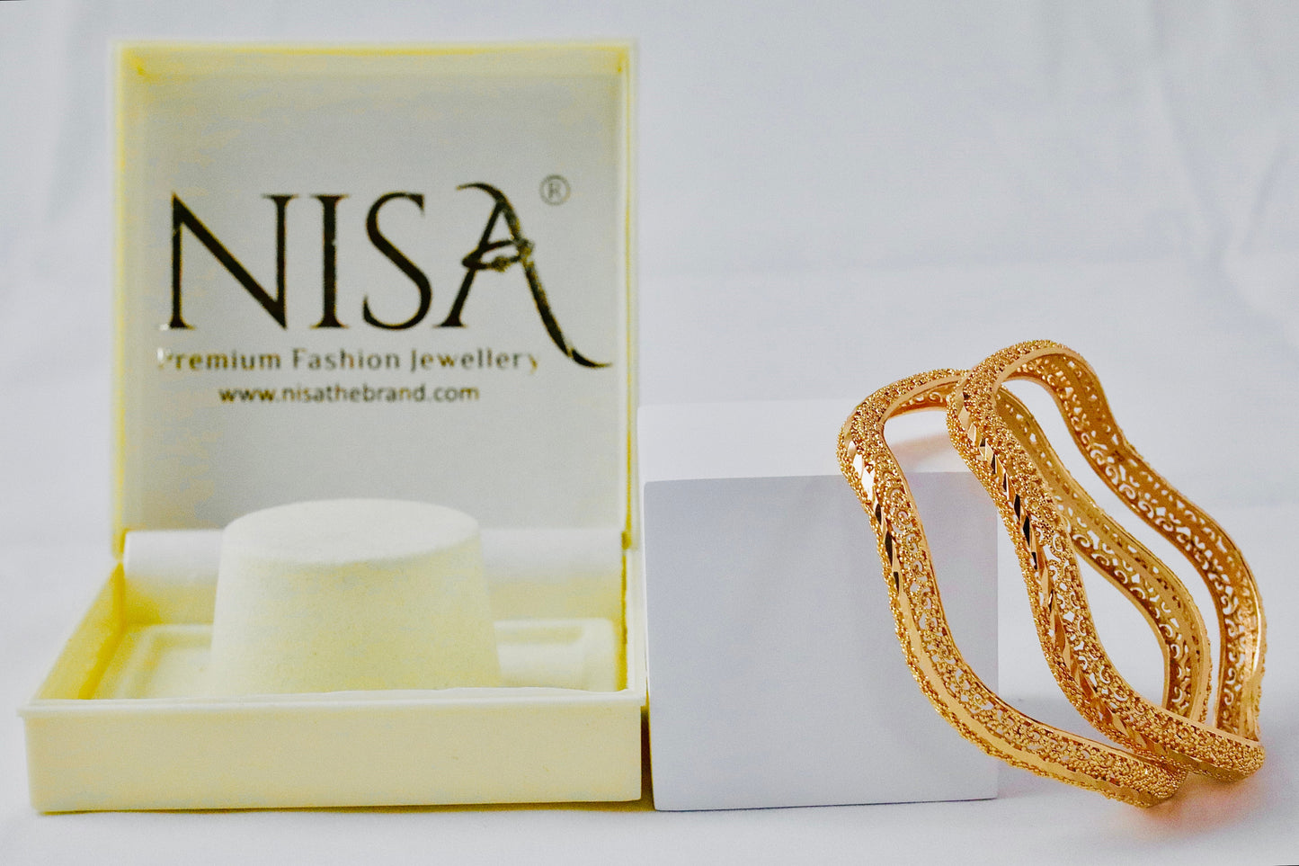 P-Nisa High Gold Polish Sea Waves Design Bangles For Women and Girls