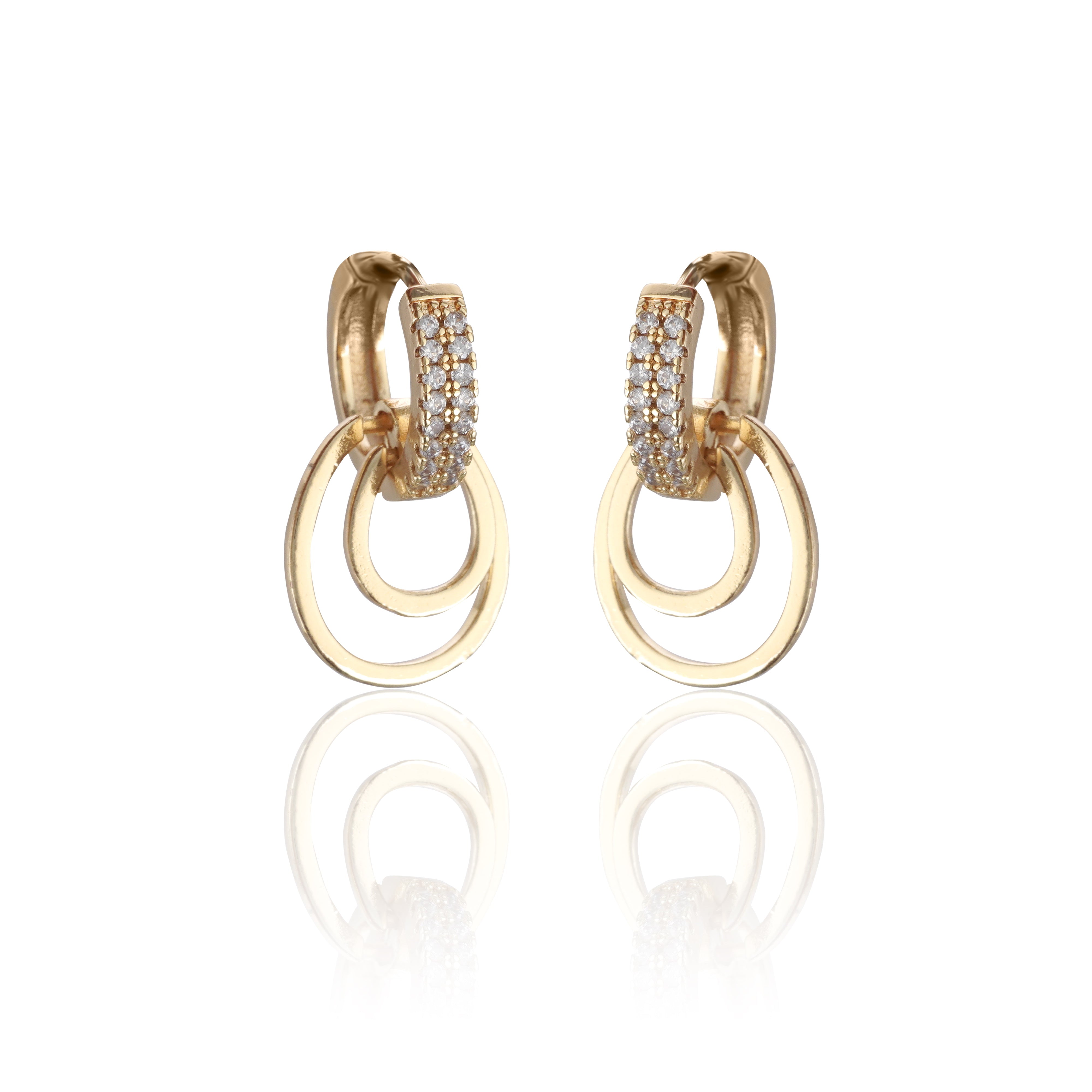 Luxor Gold Plated American Diamond Earrings