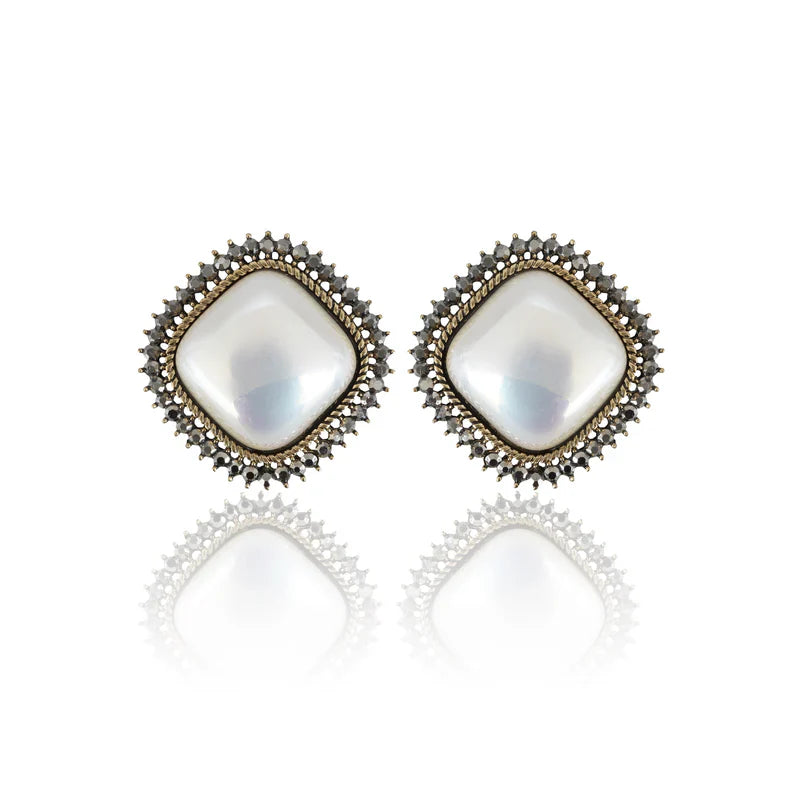 Luxor Silver-Plated Pearl Glow Contemporary Stud Earrings