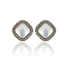 Luxor Silver-Plated Pearl Glow Contemporary Stud Earrings