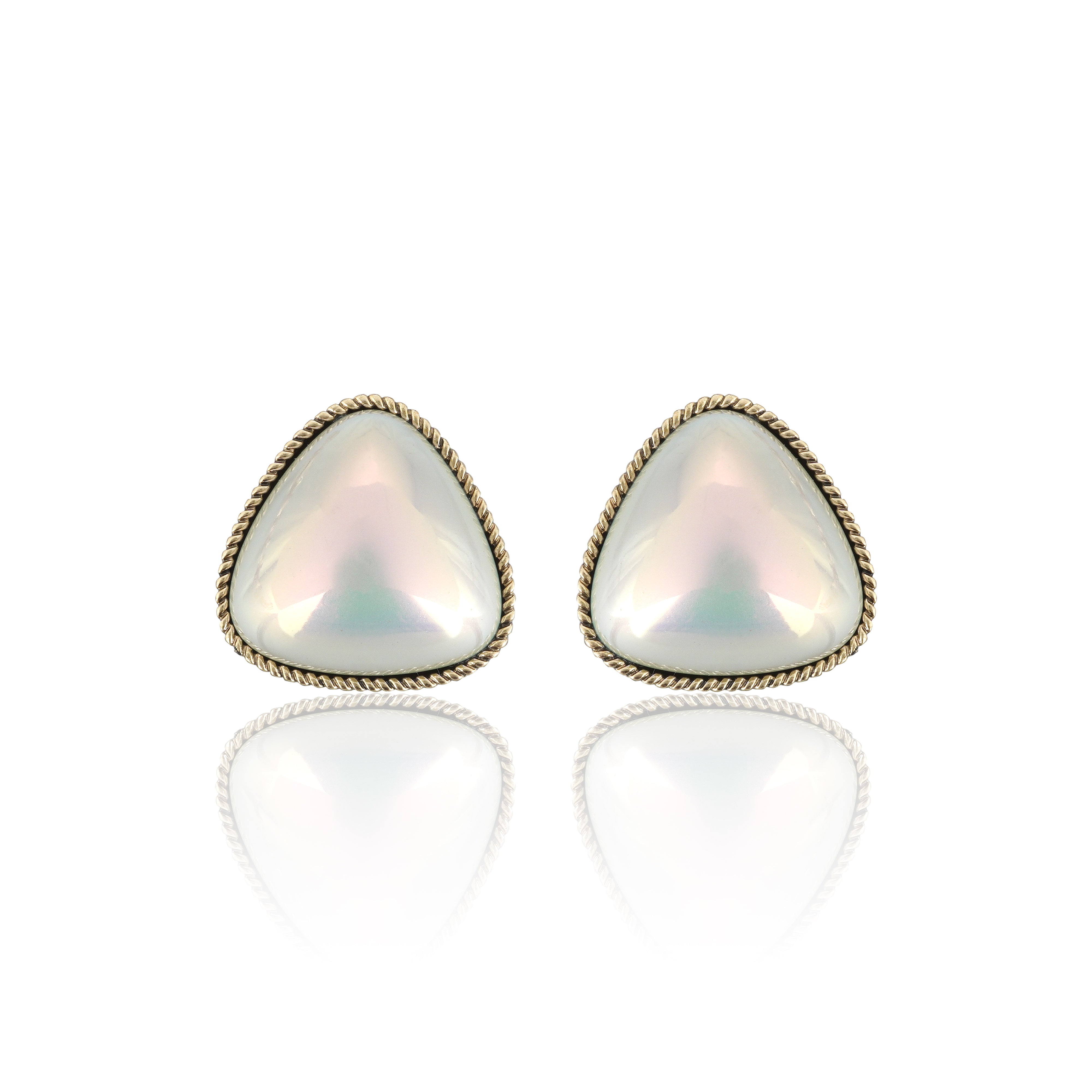 Luxor Silver-Plated Oxidised Pearl Stud Earrings