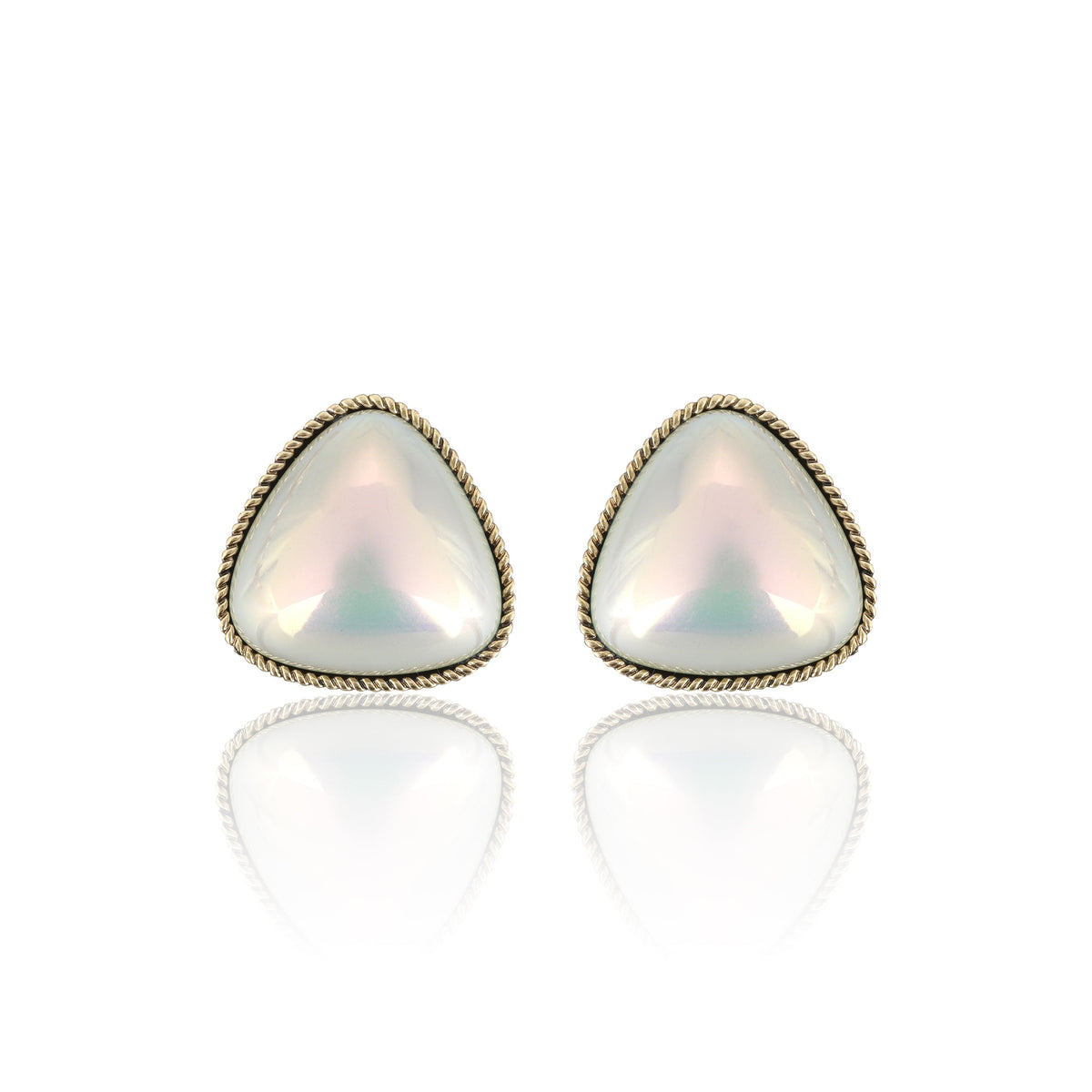 Luxor Silver-Plated Oxidised Pearl Stud Earrings