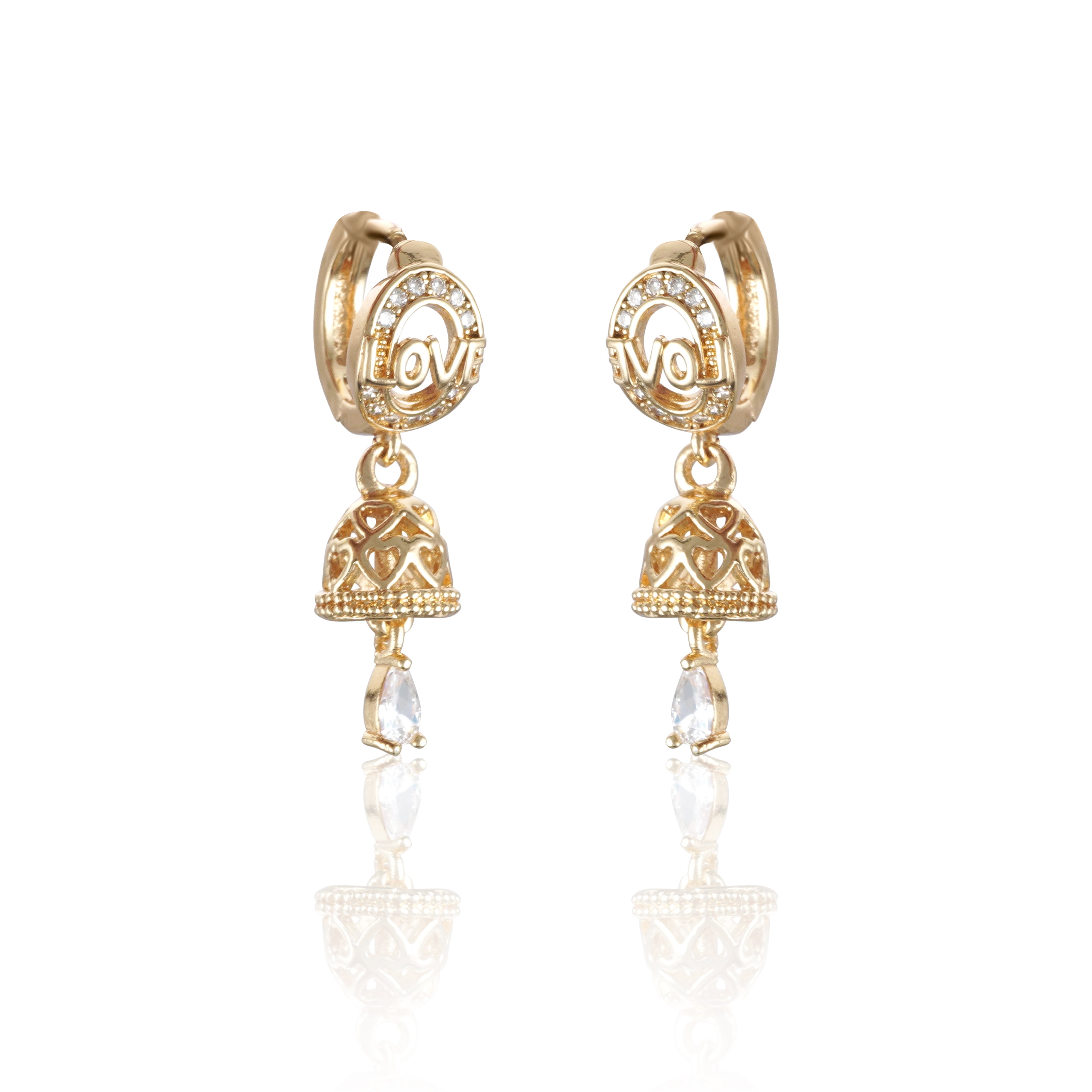 Luxor Traditional Gold Plated American Diamond Earrings