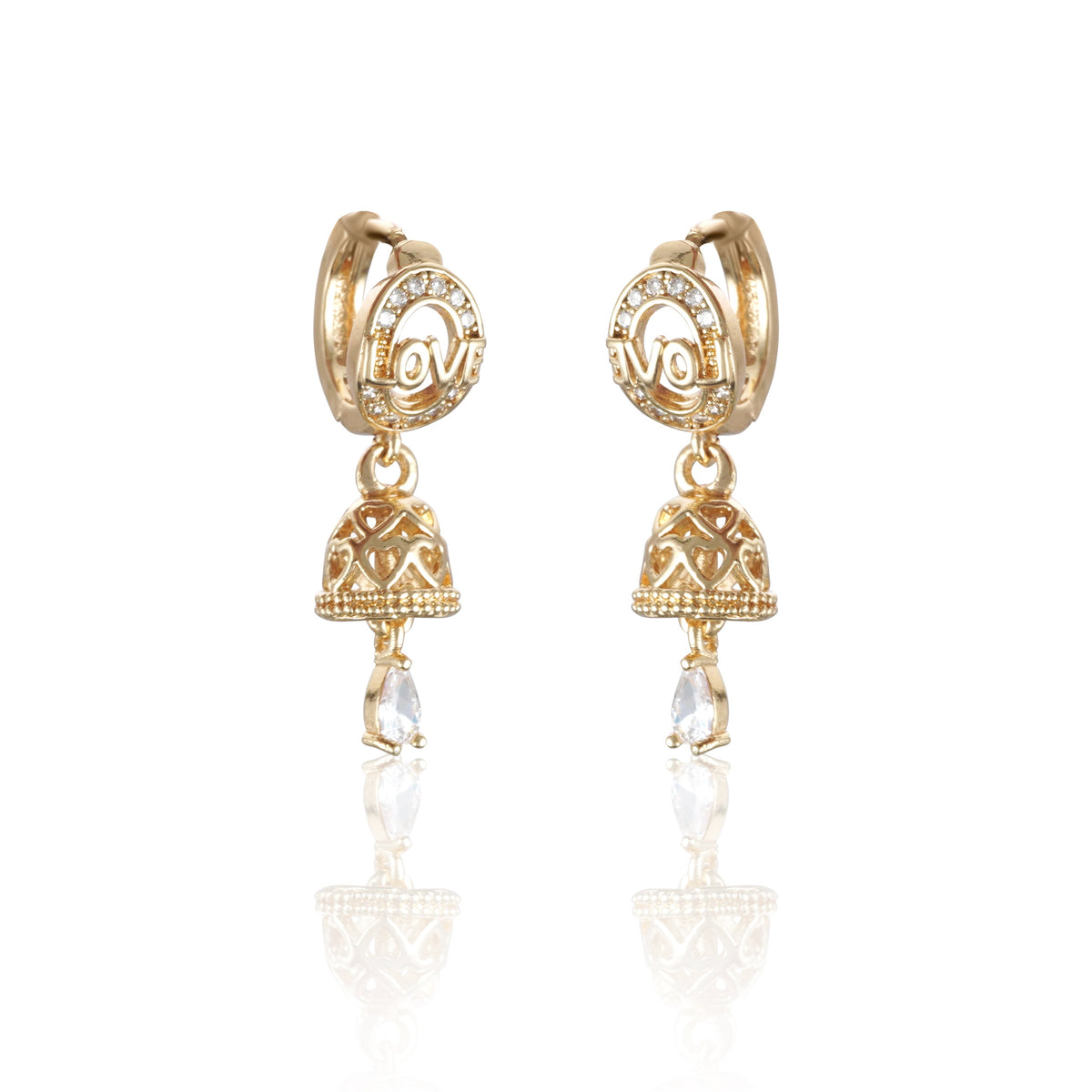Luxor Traditional Gold Plated American Diamond Earrings
