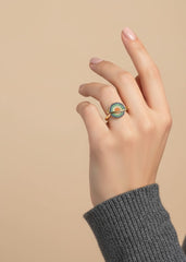 Nisa Premium Golden-Polish Top-Spinning Design With Diamonds And Studded Fingering For Women and Girls