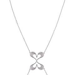 Nisa Premium Silver-Polish 3D-Heart Design With Diamond Studded Delicate Chain-Pendant For Women and Girls