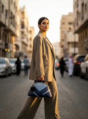 Nisa Blue Tri-Tone Azure Satchel Bag & Wallet Set