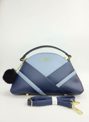 Nisa Blue Tri-Tone Azure Satchel Bag & Wallet Set