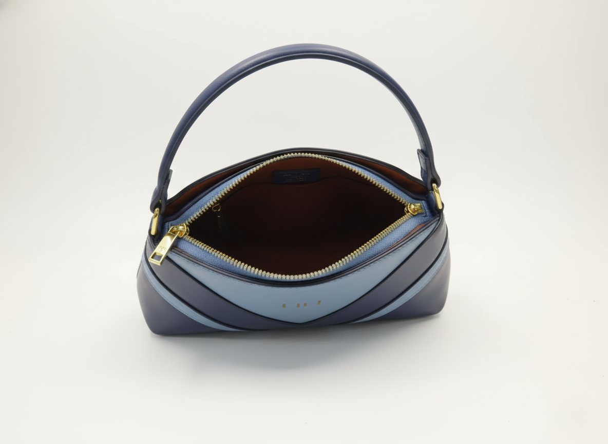 Nisa Blue Tri-Tone Azure Satchel Bag & Wallet Set