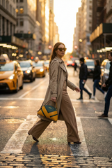 Nisa Geometric Duo - Emerald Green & Mustard Hand Bag Set