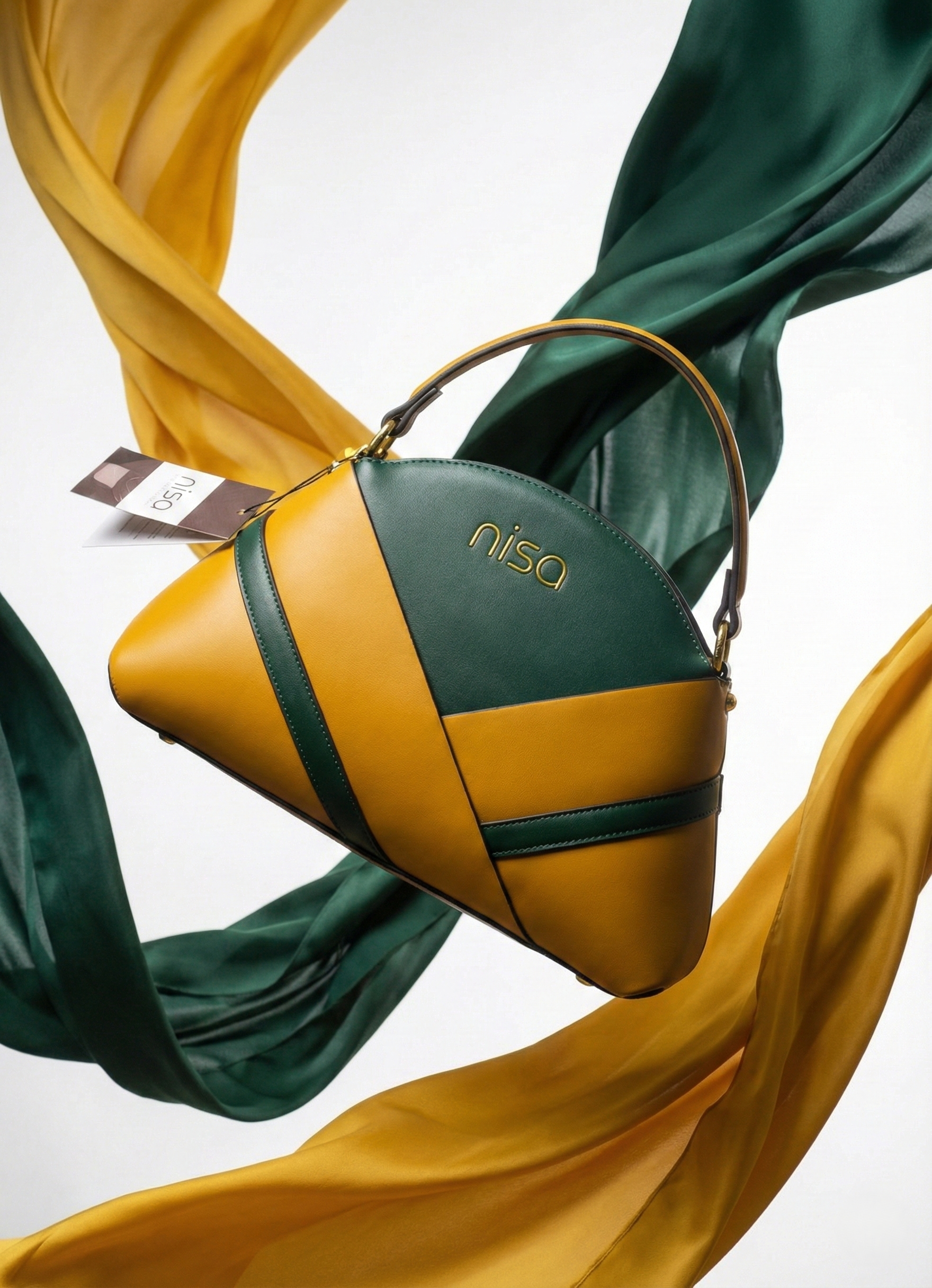 Nisa Geometric Duo - Emerald Green & Mustard Hand Bag Set