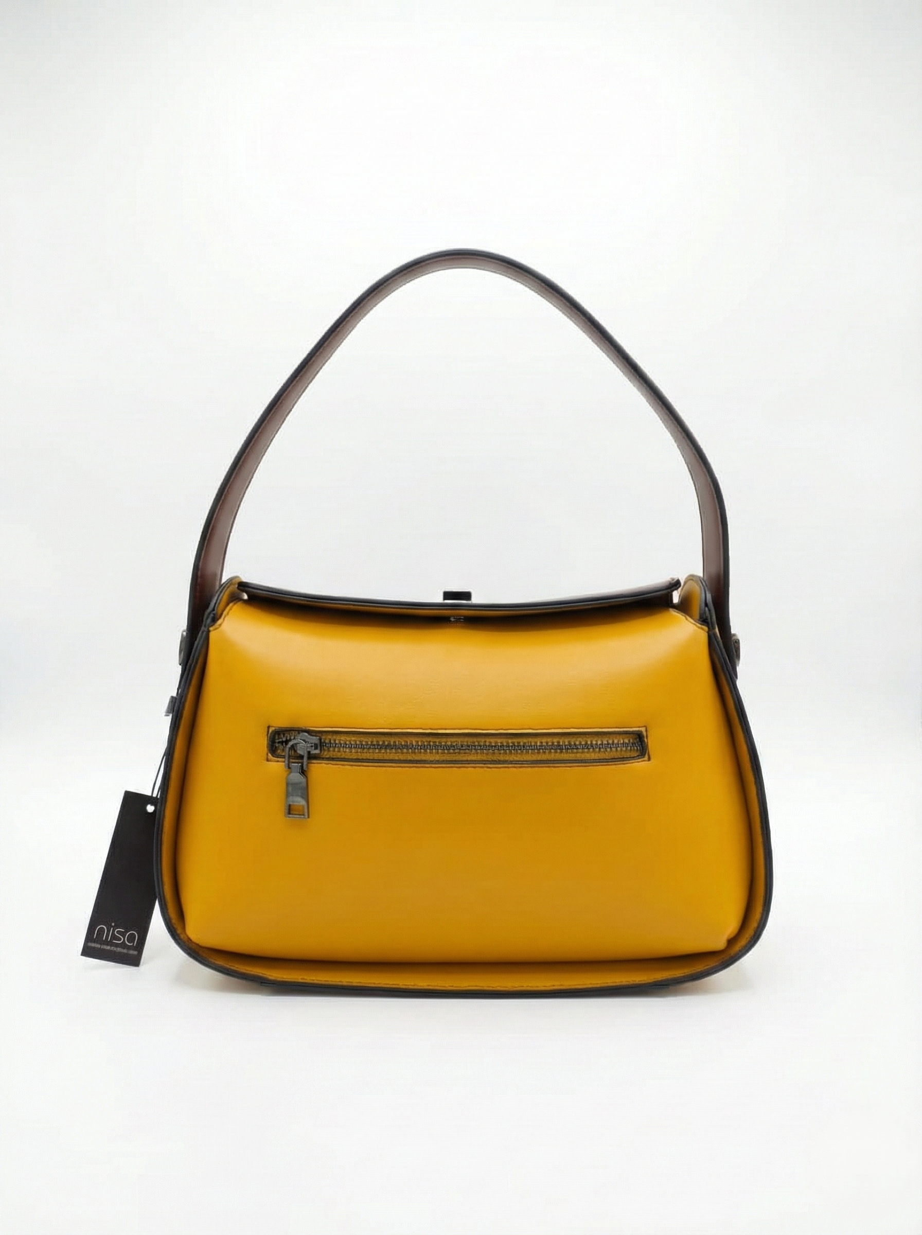 Nisa Duo: Mustard & Mocha Structured Hand Bag Set