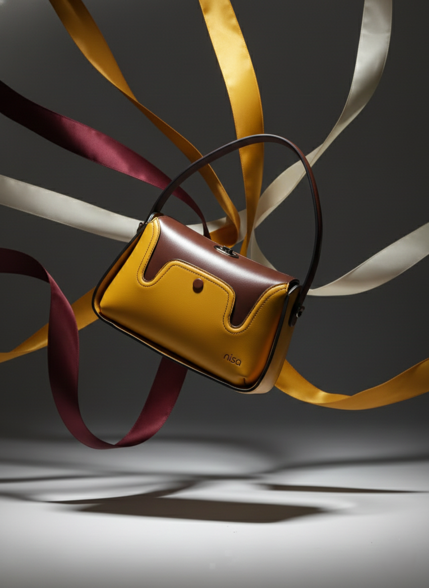 Nisa Duo: Mustard & Mocha Structured Hand Bag Set