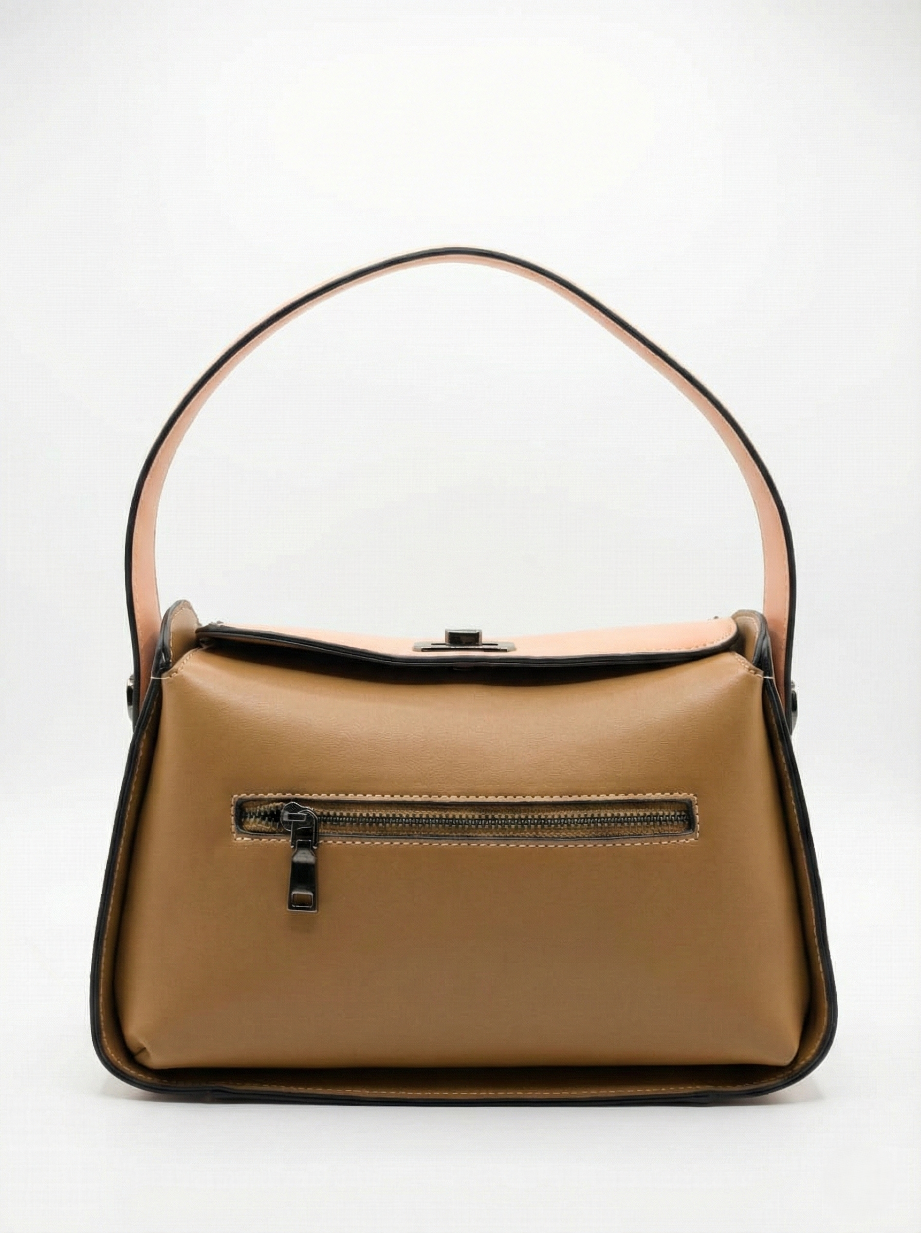 Nisa Dual-Tone Elegance Handbag Set – Camel & Blush