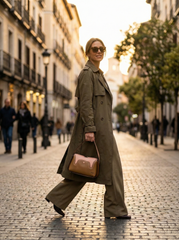 Nisa Dual-Tone Elegance Handbag Set – Camel & Blush