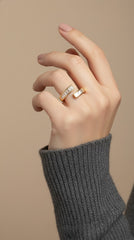 Nisa Premium Golden-Polish Delicate Design With Diamonds And Crystal Studded Fingering For Women and Girls