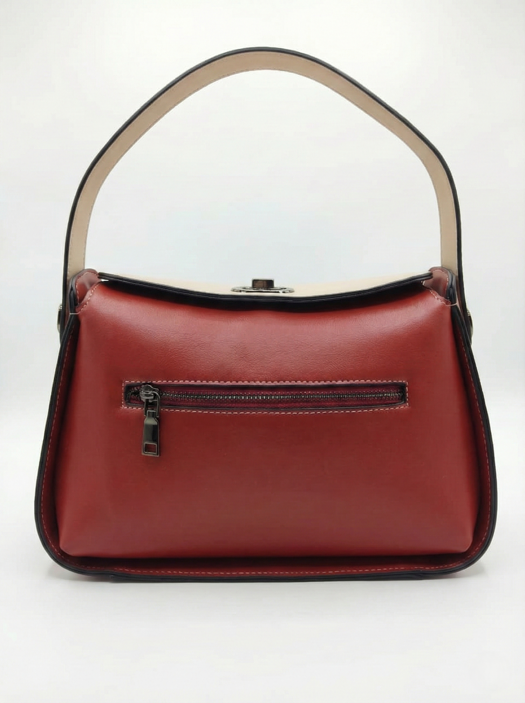 Nisa Duo-Tone Satchel Bag & Wallet Set – Cream & Terracotta