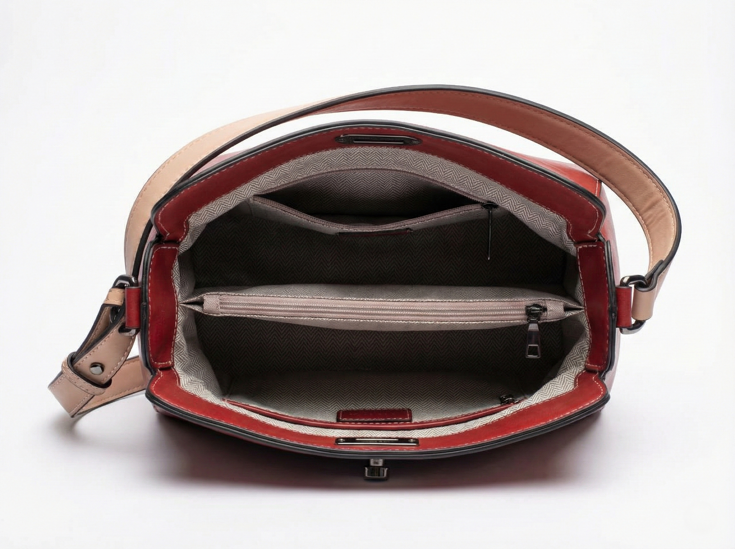 Nisa Duo-Tone Satchel Bag & Wallet Set – Cream & Terracotta