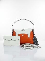 Nisa Modern Satchel Bag & Wallet Set – Tangerine/White