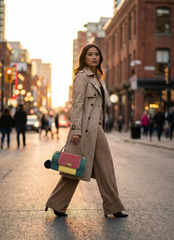 Nisa Color-Block Barrel Bag Set - Bold Red, Green, and Yellow