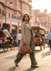 Nisa Signature Satchel Bag – Cognac