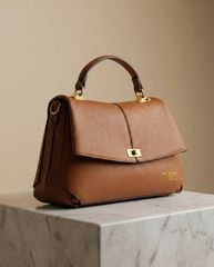 Nisa Signature Satchel Bag – Cognac