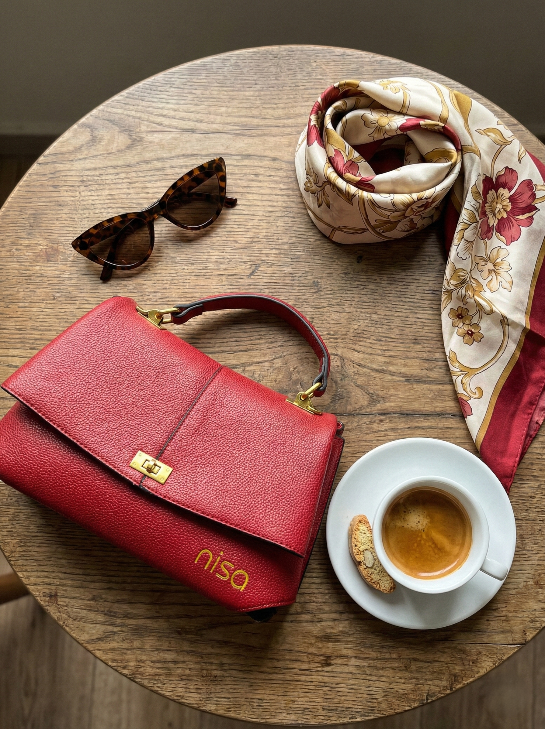 Nisa Signature Satchel Bag - Red