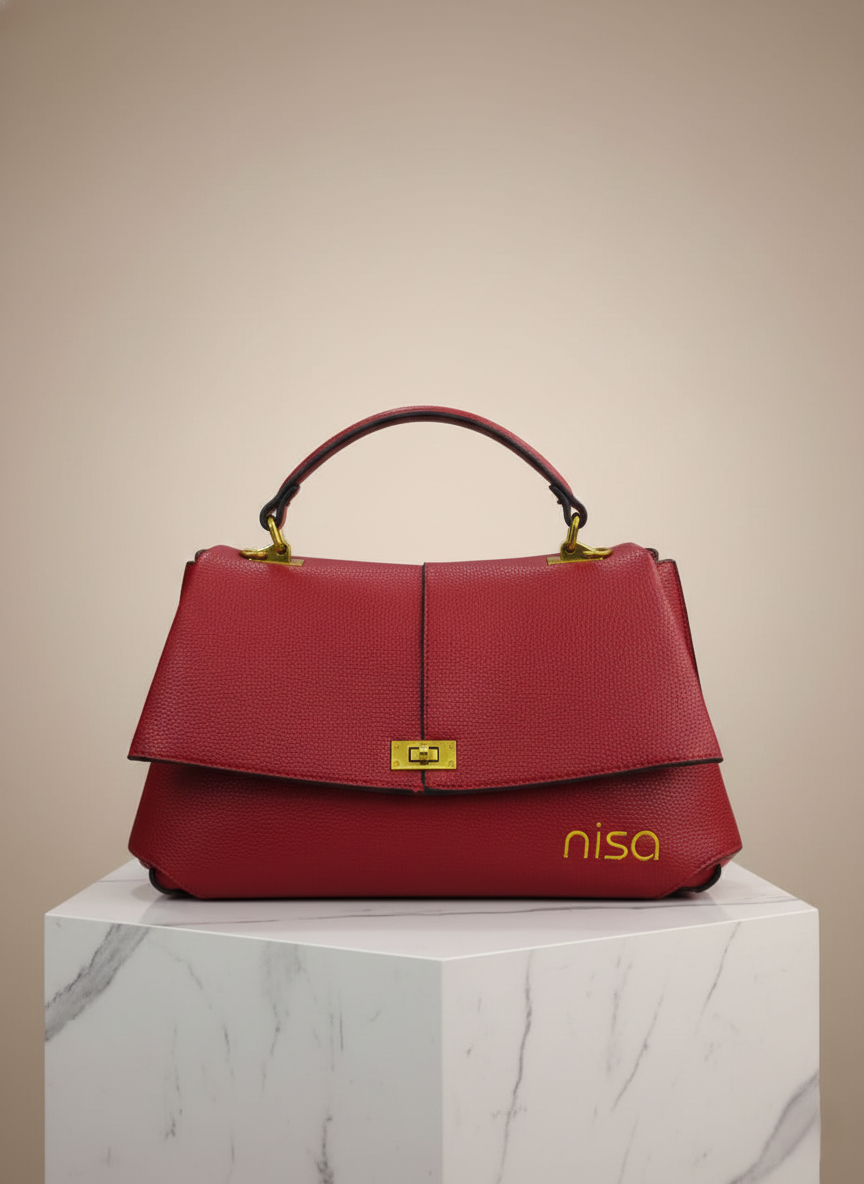 Nisa Signature Satchel Bag - Red
