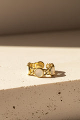 Nisa Premium Golden-Polish Chain Stiff Design With White Pearl Fingering For Women and Girls