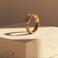 Nisa Premium Rose-Gold Polish Delicate Pretty Design With Diamond Studded Fingering For Women and Girls