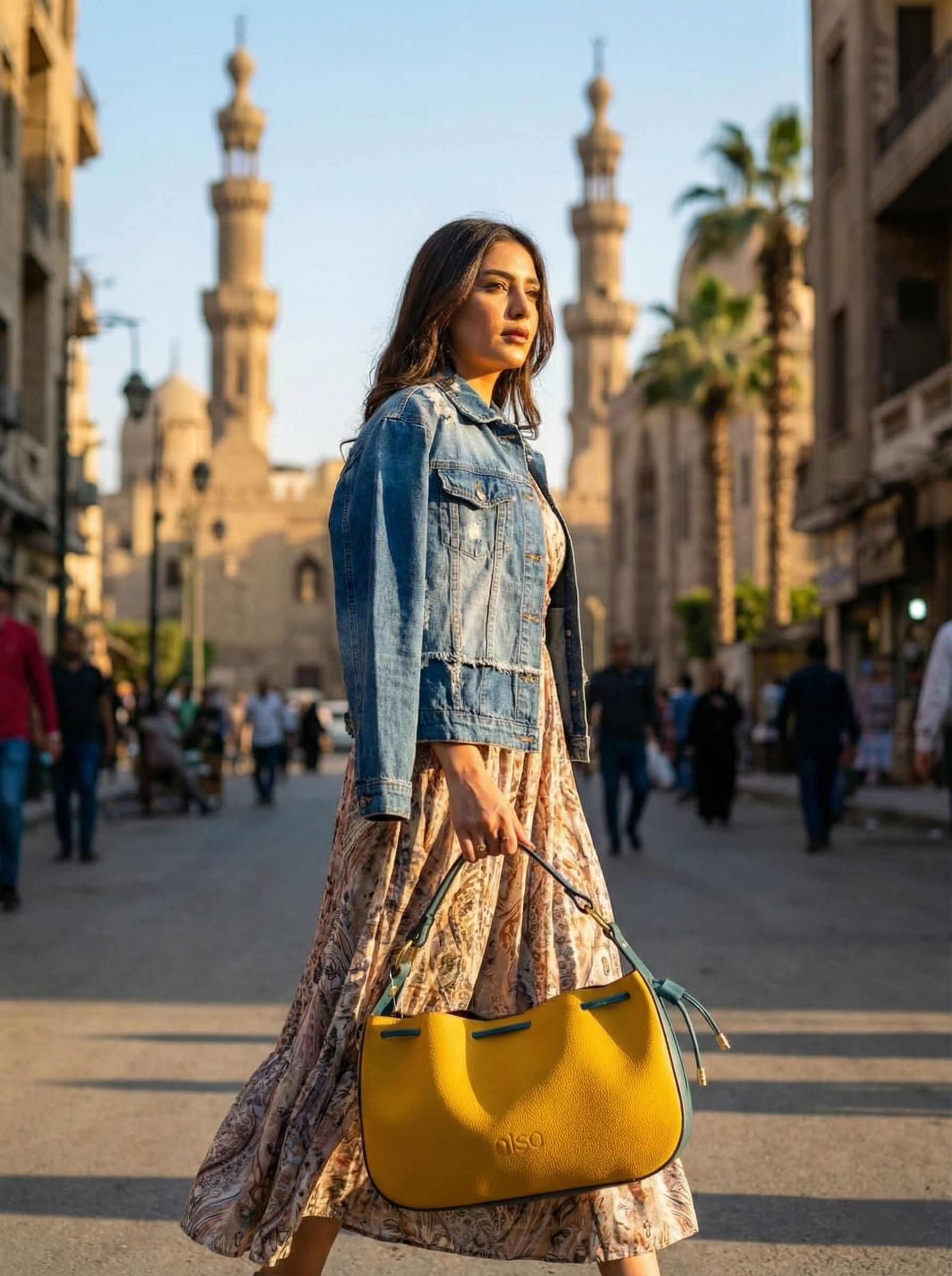 Nisa Two-Tone Leather Hobo Bag & Pouch Set