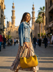 Nisa Two-Tone Leather Hobo Bag & Pouch Set