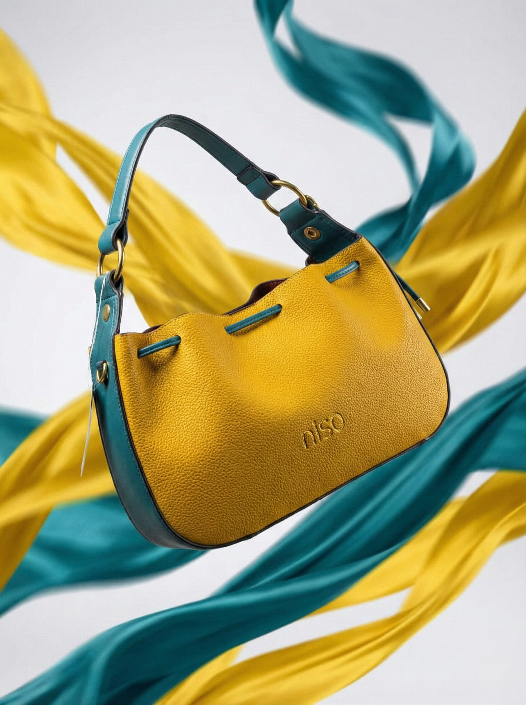 Nisa Two-Tone Leather Hobo Bag & Pouch Set