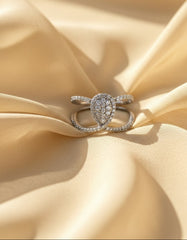 Nisa Premium Silver-Polish Cute Almond Shape Design With Diamond Studded Fingering For Women and Girls