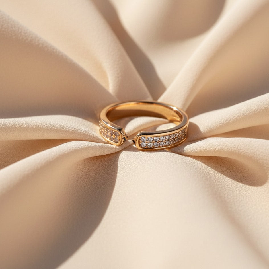 Nisa Premium Rose-Gold Polish Delicate Pretty Design With Diamond Studded Fingering For Women and Girls